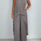 👗Laney Pleated Short Sleeve Irregular Midi Top and Elastic Waist Wide Leg Pants Set✨