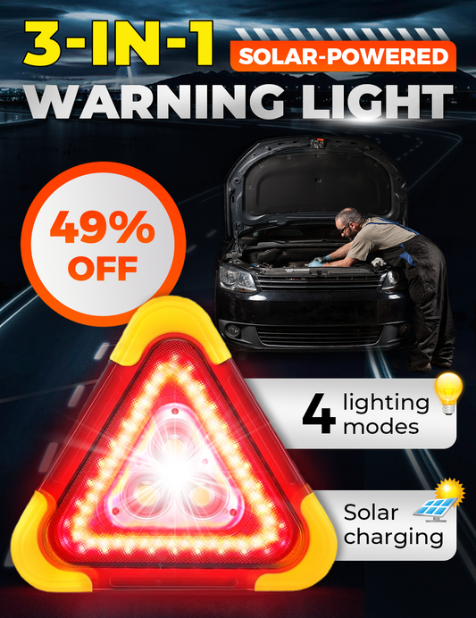 🔥2025 New Arrival🔥3-IN-1 Solar Emergency Triangle Warning Light at the Roadside