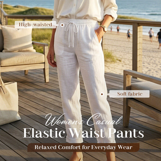 👖 50% OFF NOW! 🌿 Women's Elastic Waist Cotton Linen Wide Leg Pants – Breathable, Lightweight & Relaxed Fit ☀️