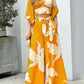 Fashion Print V-Neck Long Sleeve Top & Wide Leg Pants Two-Piece Set