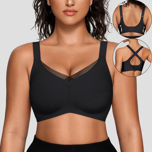 🎉Women's Wireless V-Neck Crossover Mesh Seamless Push-Up Bra