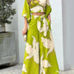 Fashion Print V-Neck Long Sleeve Top & Wide Leg Pants Two-Piece Set