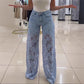 🌸Summer Hot🔥High Waisted Lace Splicing Jeans
