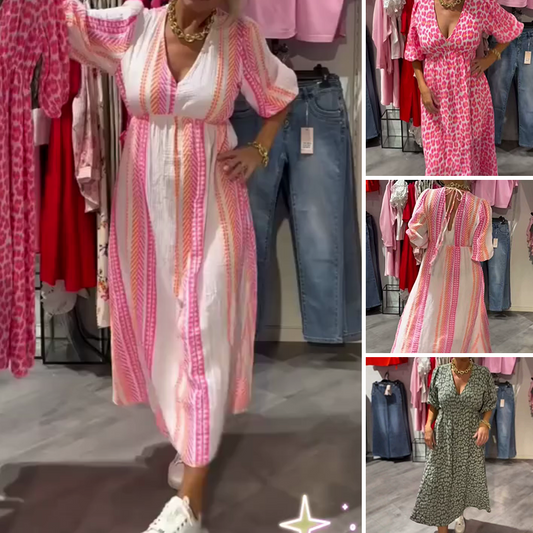 👗✨Women's V-Neck Printed Dress