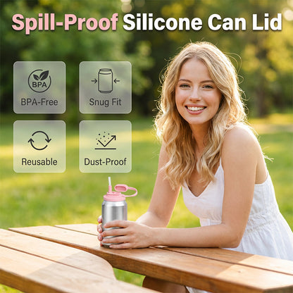 🥳2026 HOT SALE🥳💞20K+ SOLD!🥤 Silicone Can Lid with Straw – Spill-Proof, Universal Fit for Standard Cans (Soda/Beer), Reusable, Dust & Bug Proof – Outdoor, Travel, Home – 10 Colours