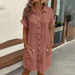 🎒50% OFF NOW ! ✨Women's Buttoned Short Sleeve Pocket Casual Shirt Dress